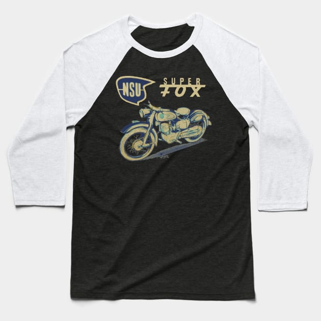 NSU superfox Motorcycles Baseball T-Shirt by Midcenturydave